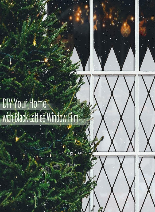 FEOMOS Window Film - Frosted Glass Tint, Black Lattice Sun Block, 17.3x78.7 inches - Image 2